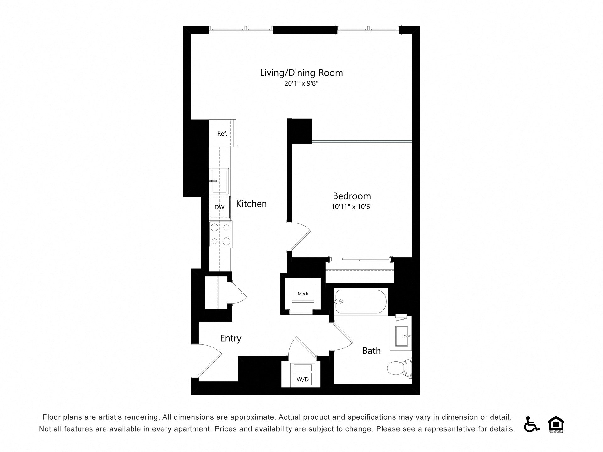 1 Bed |  1 Bath |  "apartment"